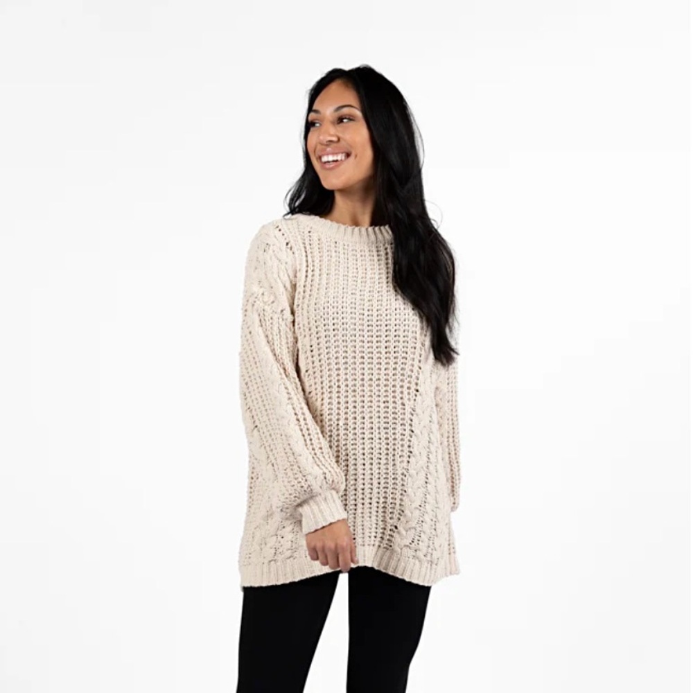 Chenille Cable Knit Oversized Sweater - NEW
